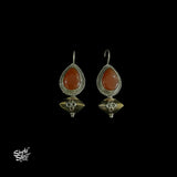 Silver Paan Shape Maroon Stone with Floral Copper  & Silver Fusion  Bead - MH5943