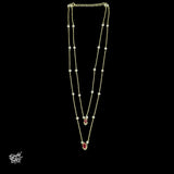 Gold Polish Pearl Chain with White & Pink Stone Necklace-2