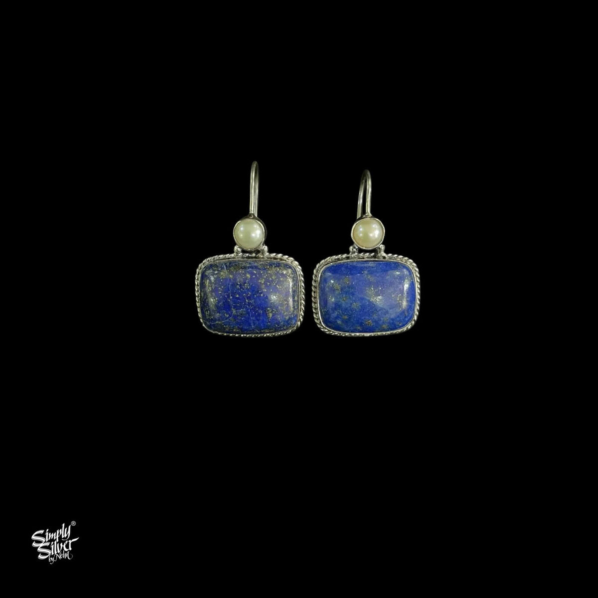 Silver Pearl with Big Blue Stone - MH5950