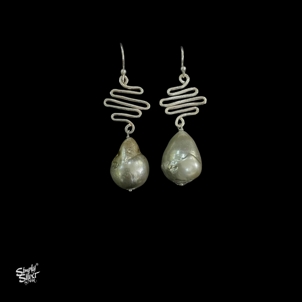 Silver Twisted Hooks with Big Pearl - MH5953