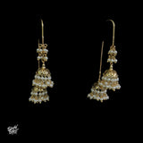 Silver Gold Polish with Long 2 Pearls Jhumka - MH5958