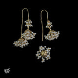 Silver Gold Polish with Long 2 Pearls Jhumka - MH5958