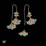 Silver Gold Polish with Long 2 Pearls Jhumka - MH5958