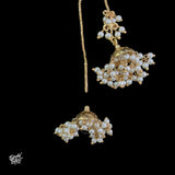 Silver Gold Polish with Long 2 Pearls Jhumka - MH5958