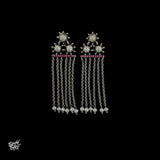 Pearl Flower with Pink Stone & Long Chains-1