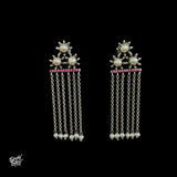 Pearl Flower with Pink Stone & Long Chains-2