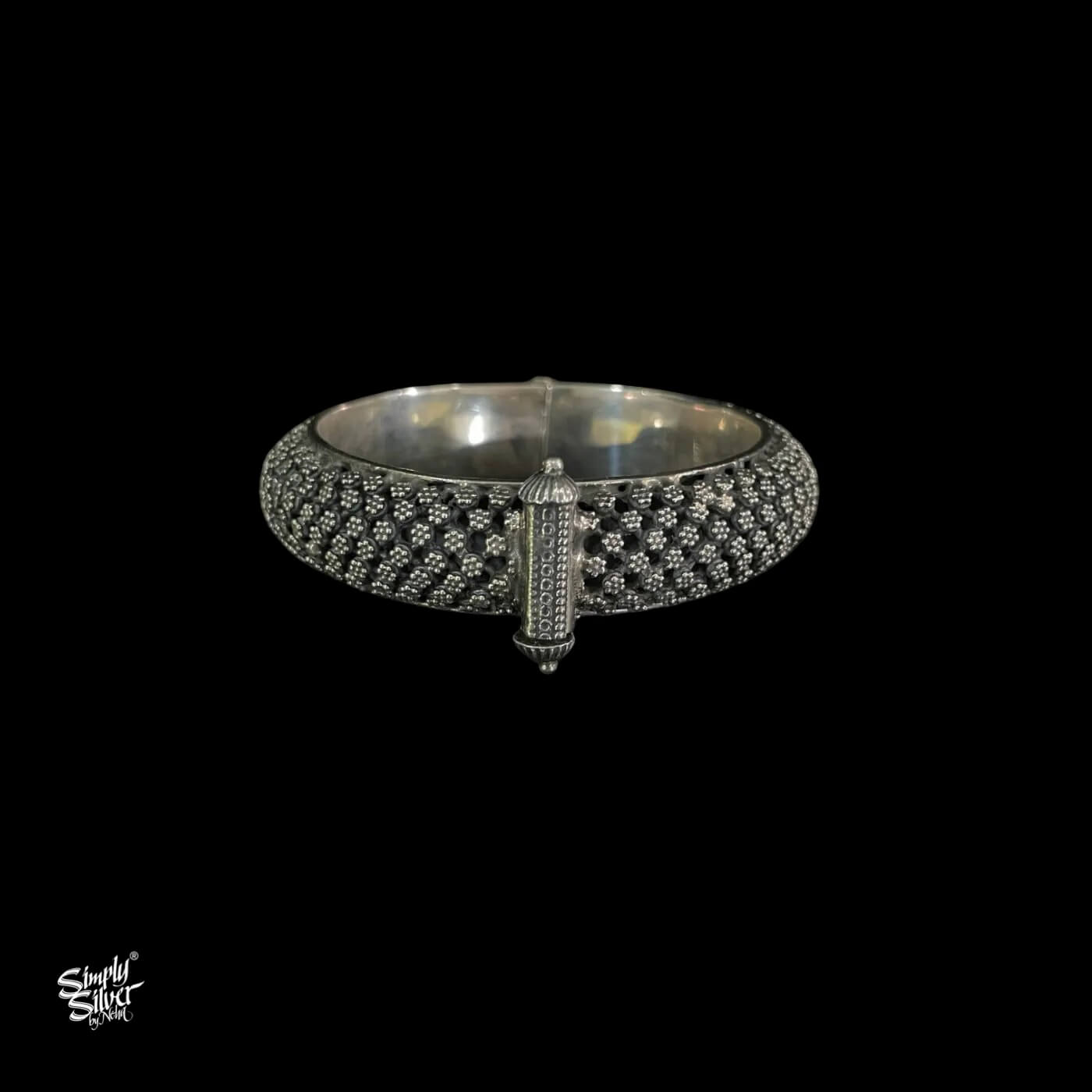 Silver Statement Small Flowers Openable Kada-2