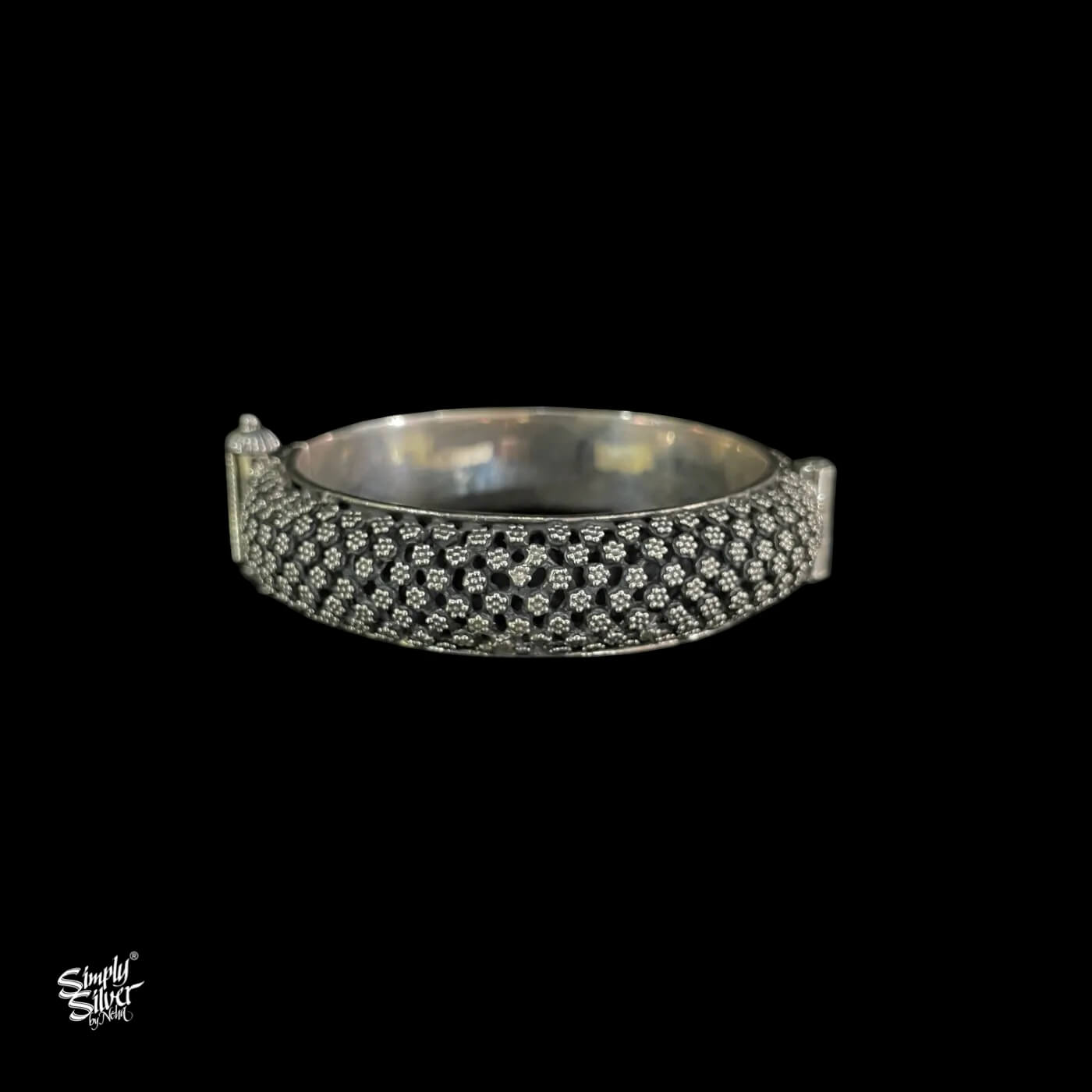 Silver Statement Small Flowers Openable Kada-3