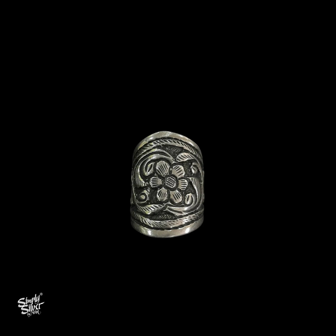 Silver Designer Floral Ring-2