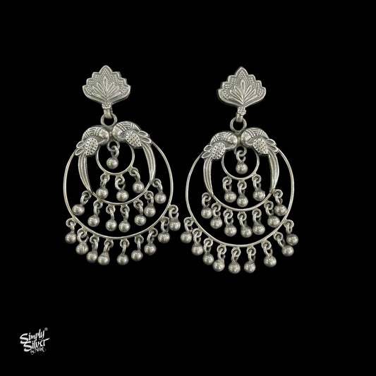 Silver Flower & Peacocks with Jaali Ghungroos-1