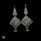 Silver Statement Long Square Floral with Ghungroos-1