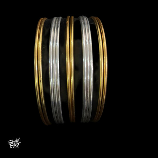 Silver & Dual Tone Bangles Set 6 + 6-1