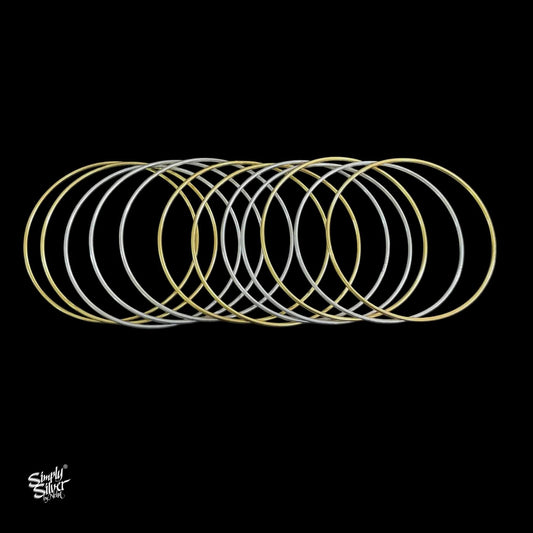 Silver & Dual Tone Bangles Set 6 + 6-2