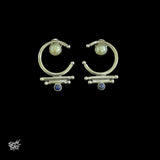 Silver Designer Pearl & Blue Stone Studs - MH5977