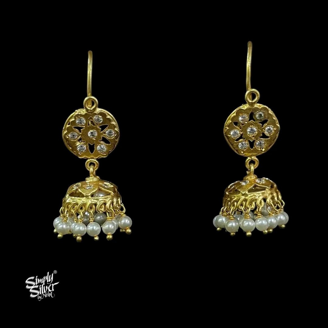 Silver-Gold-Polish-AD-Stone-Flower-with-Pearls-Jhumka-MH5982-1