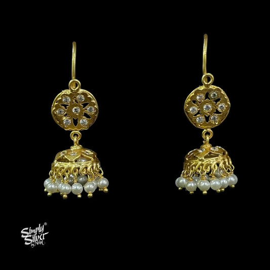 Silver-Gold-Polish-AD-Stone-Flower-with-Pearls-Jhumka-MH5982-1