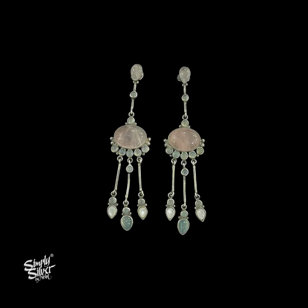 Silver-Long-Centre-Light-Pink-Stone-with-White-Stone-Dangers-MH5997-1
