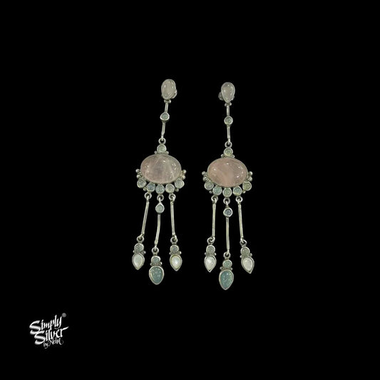 Silver-Long-Centre-Light-Pink-Stone-with-White-Stone-Dangers-MH5997-1