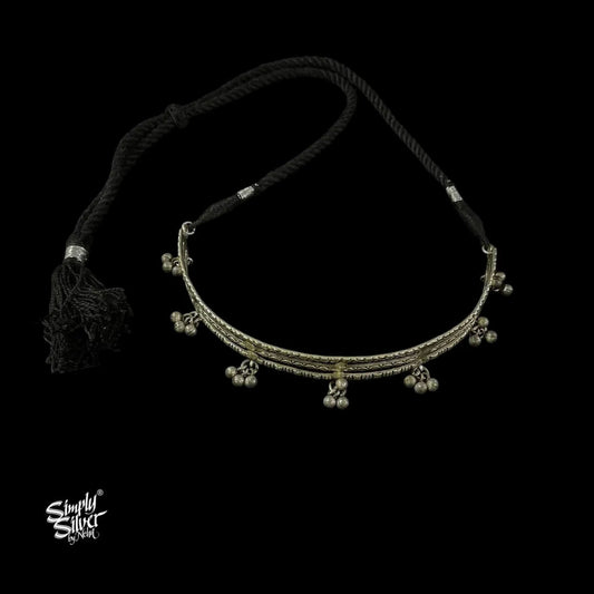 Silver-3-Floral-Strip-Choker-With-Ghungroos-MH6004-1