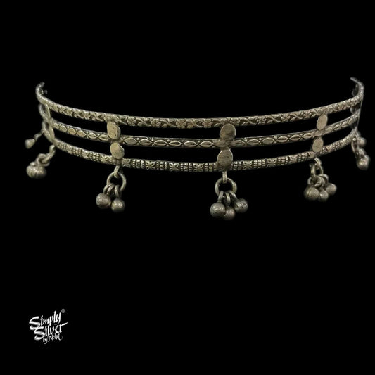 Silver-3-Floral-Strip-Choker-With-Ghungroos-MH6004-2