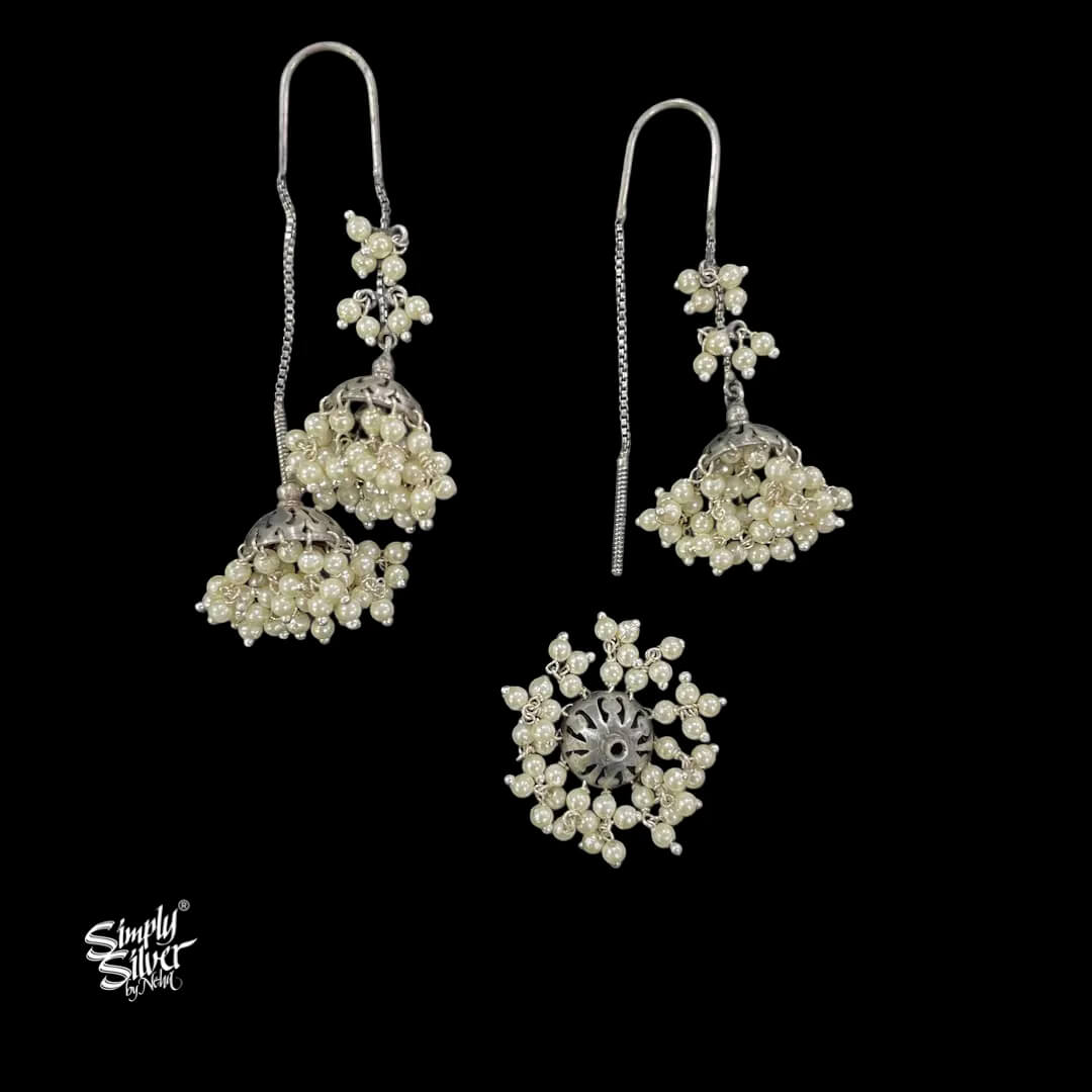 Silver-Designer-Double-Pearls-Jhumka-MH6011-3