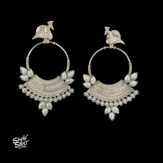 Silver-Peacock-Studs-with-Pearls-Bali-MH6015-1
