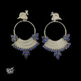 Silver-Peacock-Studs-with-Real-Lapis-Lazuli-Stone-Bali-MH6016-1