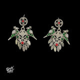 Silver-Jaali-Red-Glass-Hooks-with-Multi-Color-Kundan-Birds-and-Stone-MH6019-1