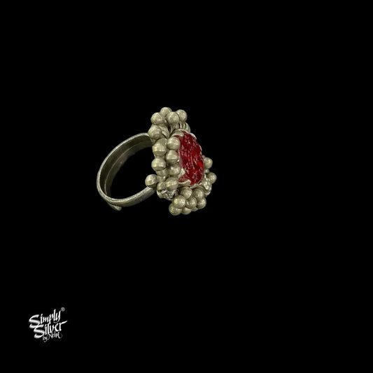 Silver-Small-Ghungroos-and-Red-Glass-Ring-MH6021-1