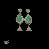Silver-Flower-with-Hand-Painted-Jade-Green-Glass-and-Dangler-MH6024-1