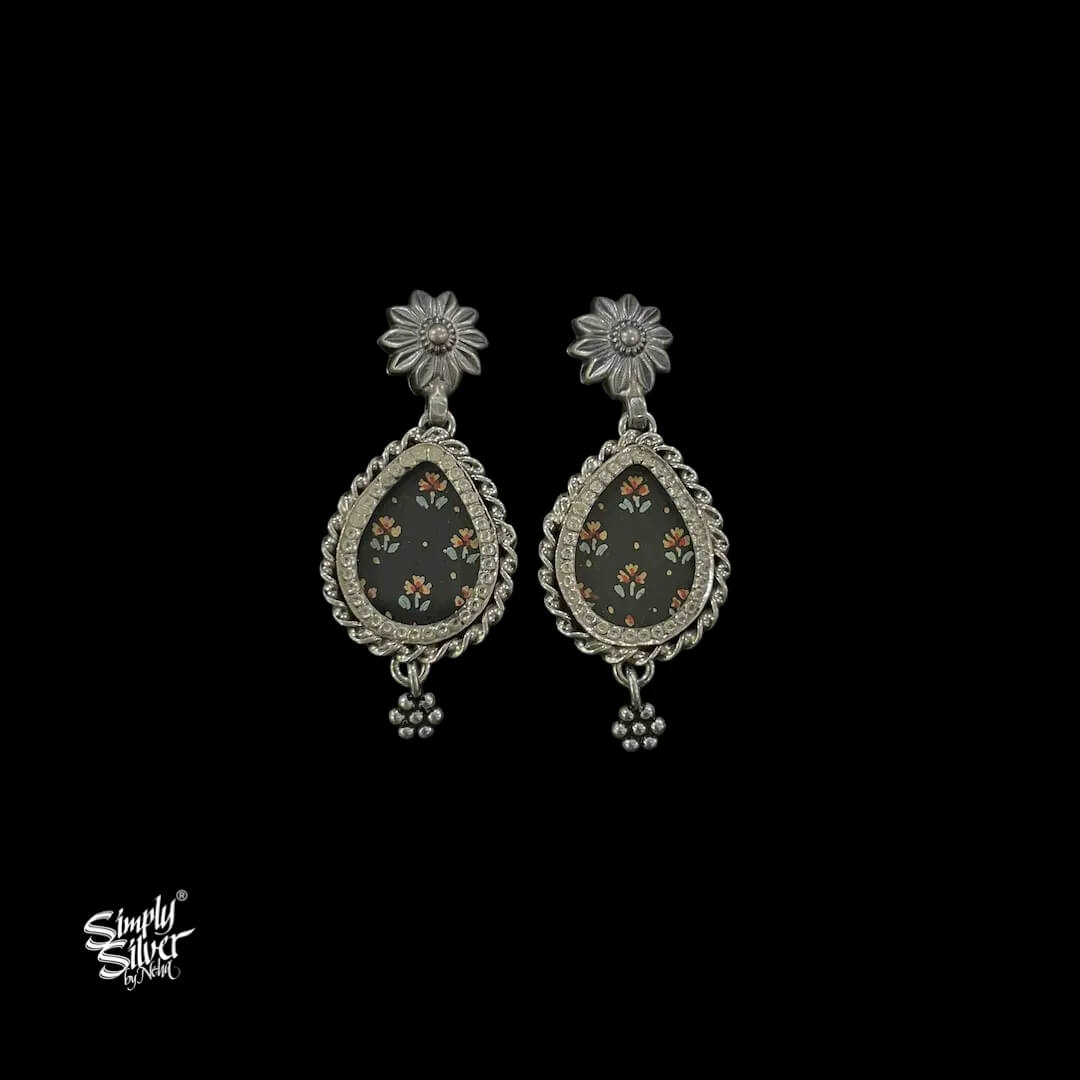 Silver-Flower-with-Hand-Painted-Black-Color-Glass-MH6031-1