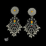 Silver Statement Multi Color Stone with Jaali Ghungroos-1