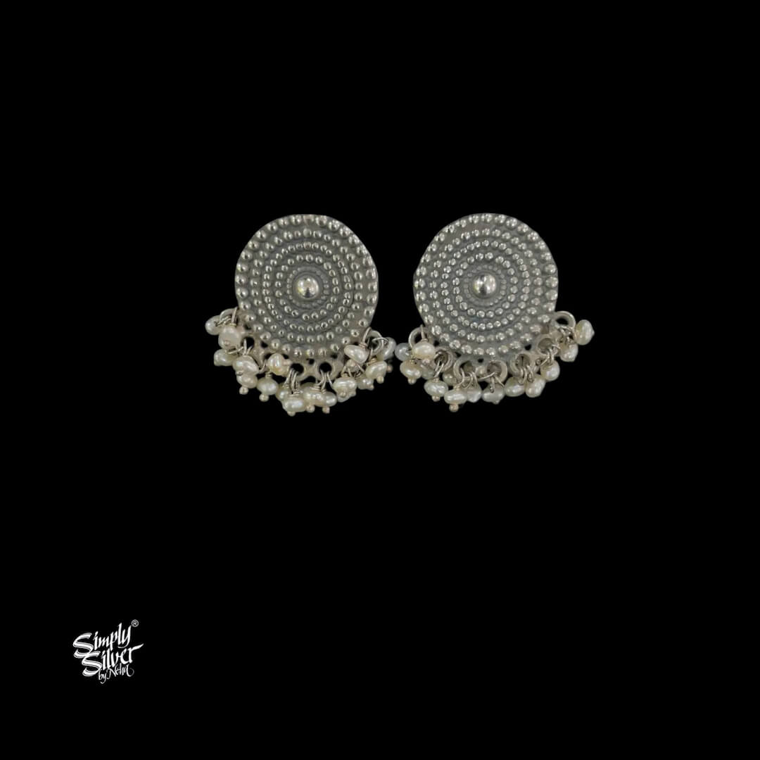 Silver Round Flower with Pearls-1
