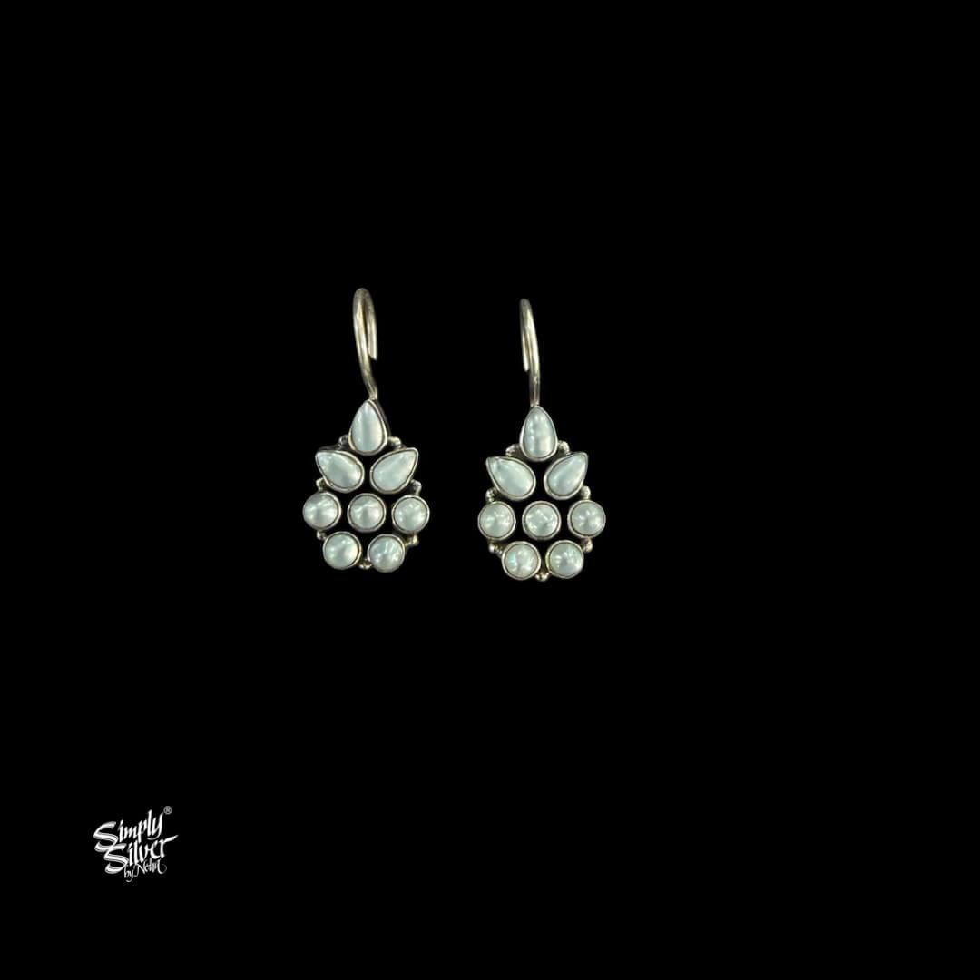 Silver Pearls Flower Hooks-MH6084