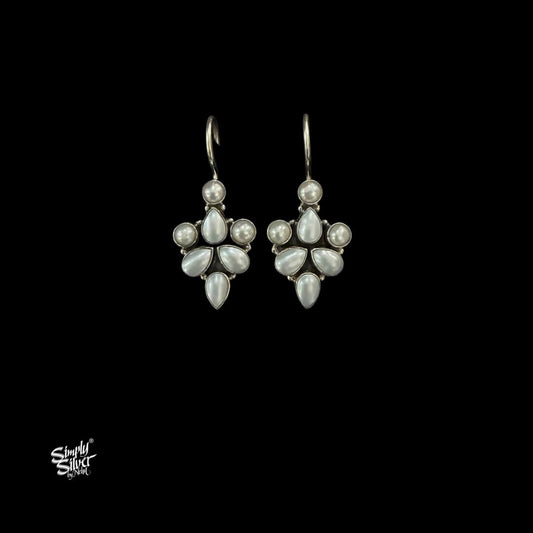 Silver Pearls Flower Hooks-MH6085