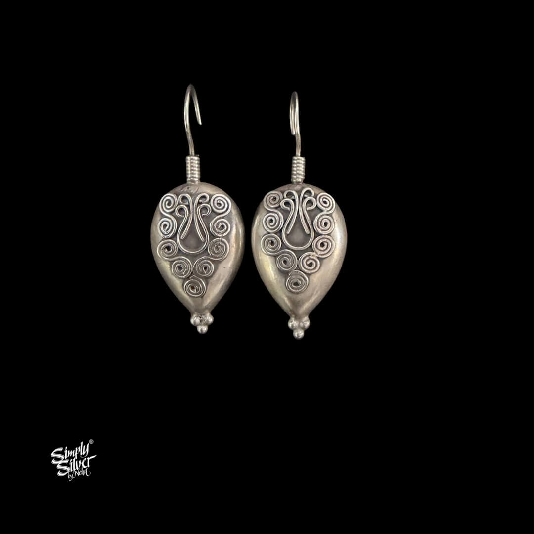 Silver Heart Flower Hooks-MH6086