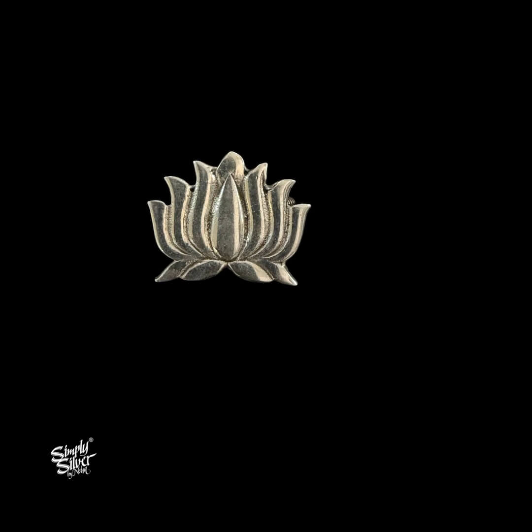 Silver Lotus Earrings & Ring Set-MH6088