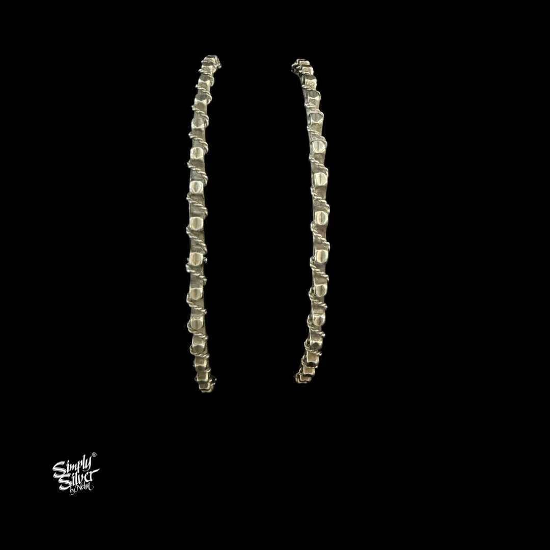 Silver Designer Raised Bangles Pair-MH6090