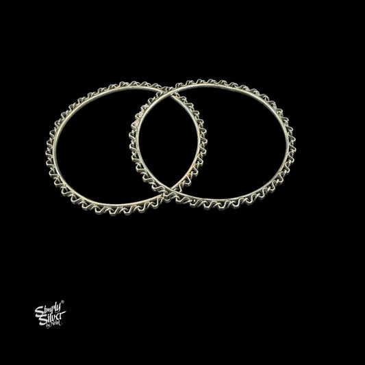 Silver Designer Raised Bangles Pair-MH6090