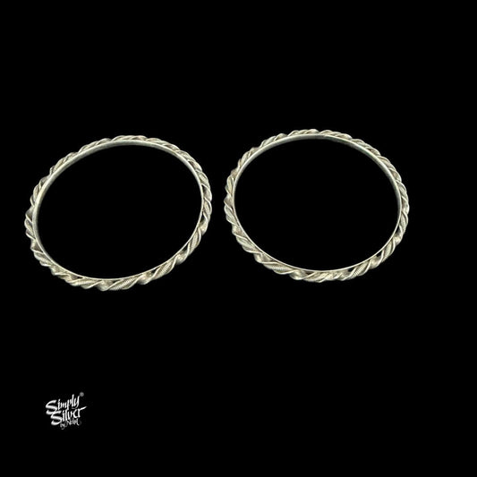 Silver Designer Twisted Bangles Pair-MH6091