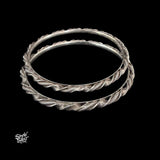 Silver Designer Twisted Bangles Pair-MH6091