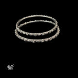 Silver Designer Flower Bangles Pair-MH6092