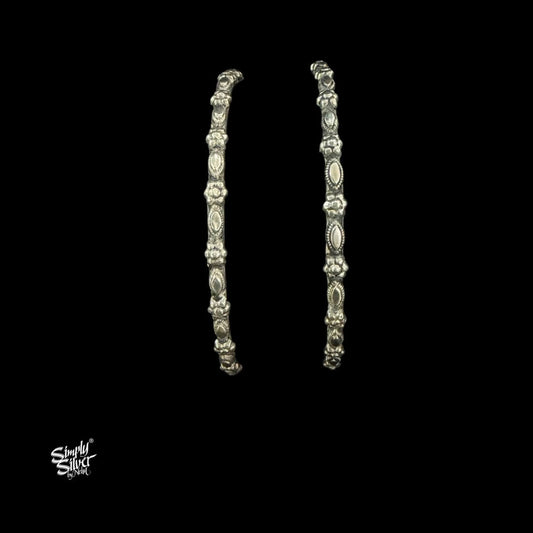 Silver Designer Flower Bangles Pair-MH6093