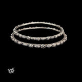 Silver Designer Flower Bangles Pair-MH6093