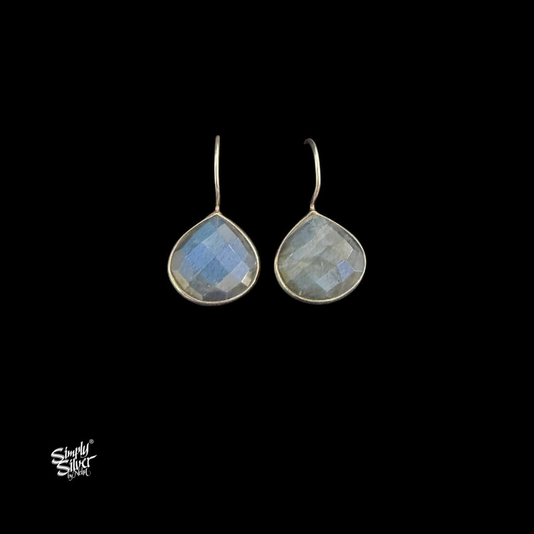 Silver Hooks with Blue Labradorite Stone-MH6095