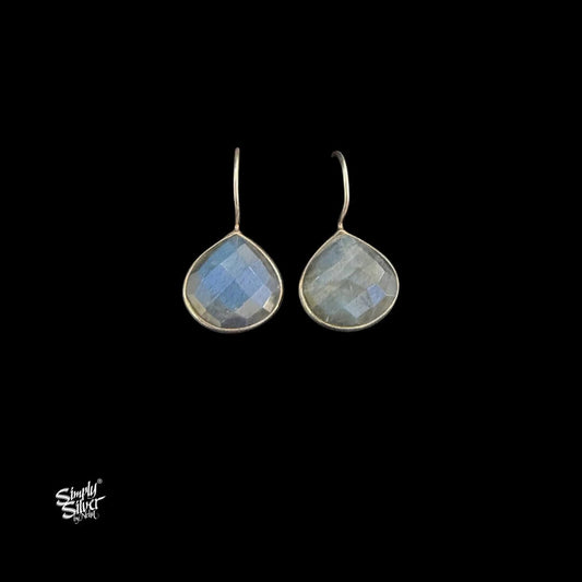 Silver Hooks with Blue Labradorite Stone-MH6095
