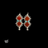 Silver Hooks with Maroon & Turquoise Stone-MH6096