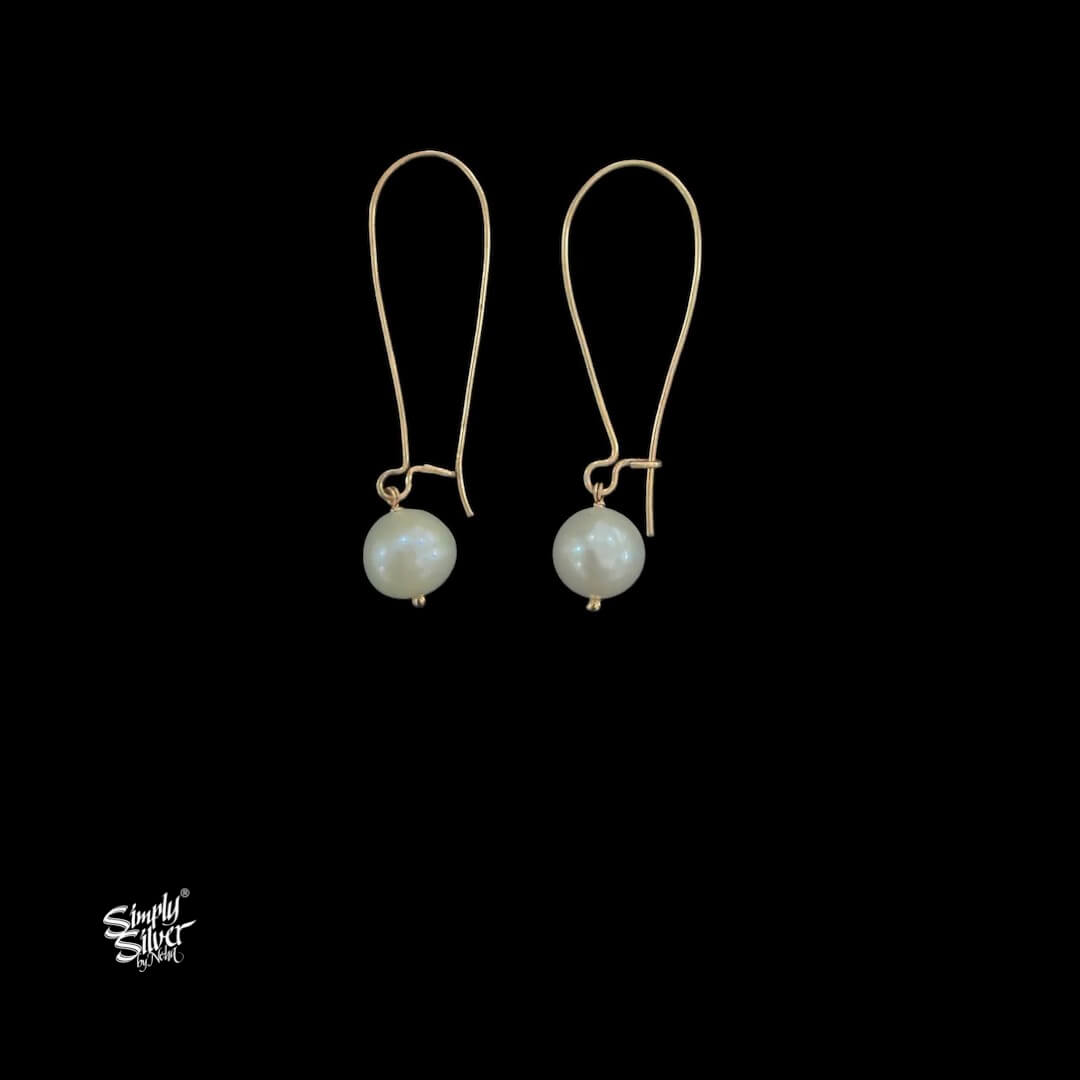 Silver Long Dual Tone Hooks with Pearl-MH6101