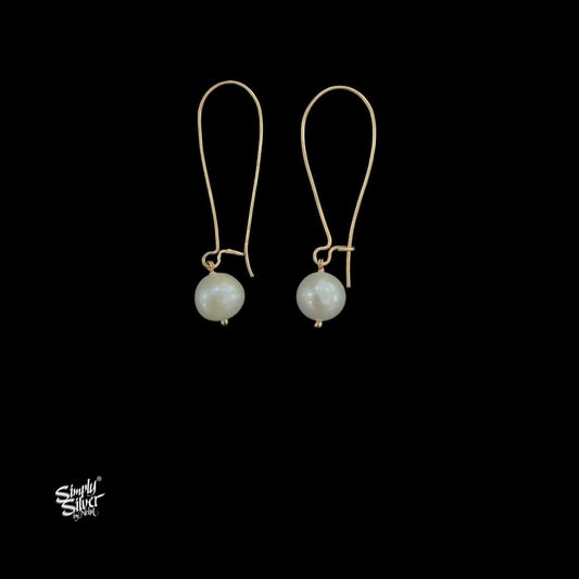 Silver Long Dual Tone Hooks with Pearl-MH6101