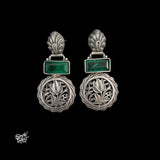 Silver Jaali Flower with Green Stone-MH6109